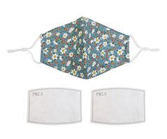 Cotton Floral Print Face Masks - Reusable (2 x PM2.5 filters included) with each mask