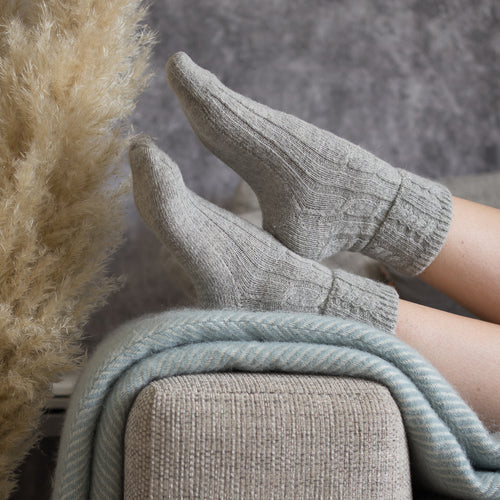90% Alpaca Bed Socks - Grey