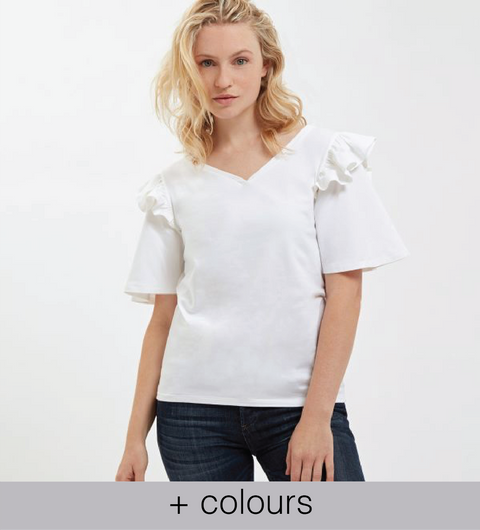 LTD Frill Shoulder T shirt Ethical Luxury British Brand YUNION T Yunion T
