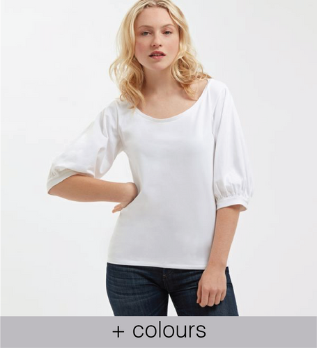 3/4 sleeve white t shirt womens