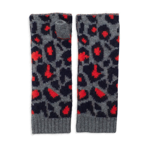 leopard print cashmere gloves