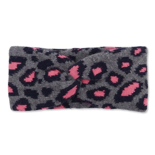 Grey, Navy and Pink Leopard Print Headband